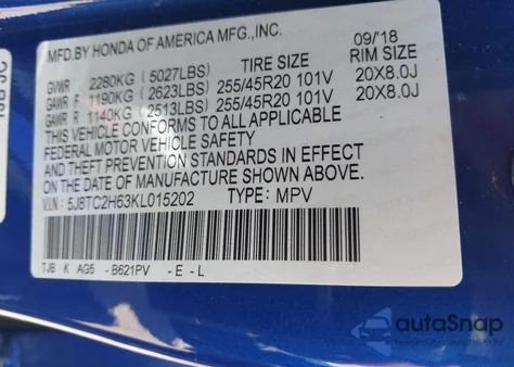 2019 Acura Rdx A-Spec Package из США, поврежденный, VIN 5J8TC2H63KL015202